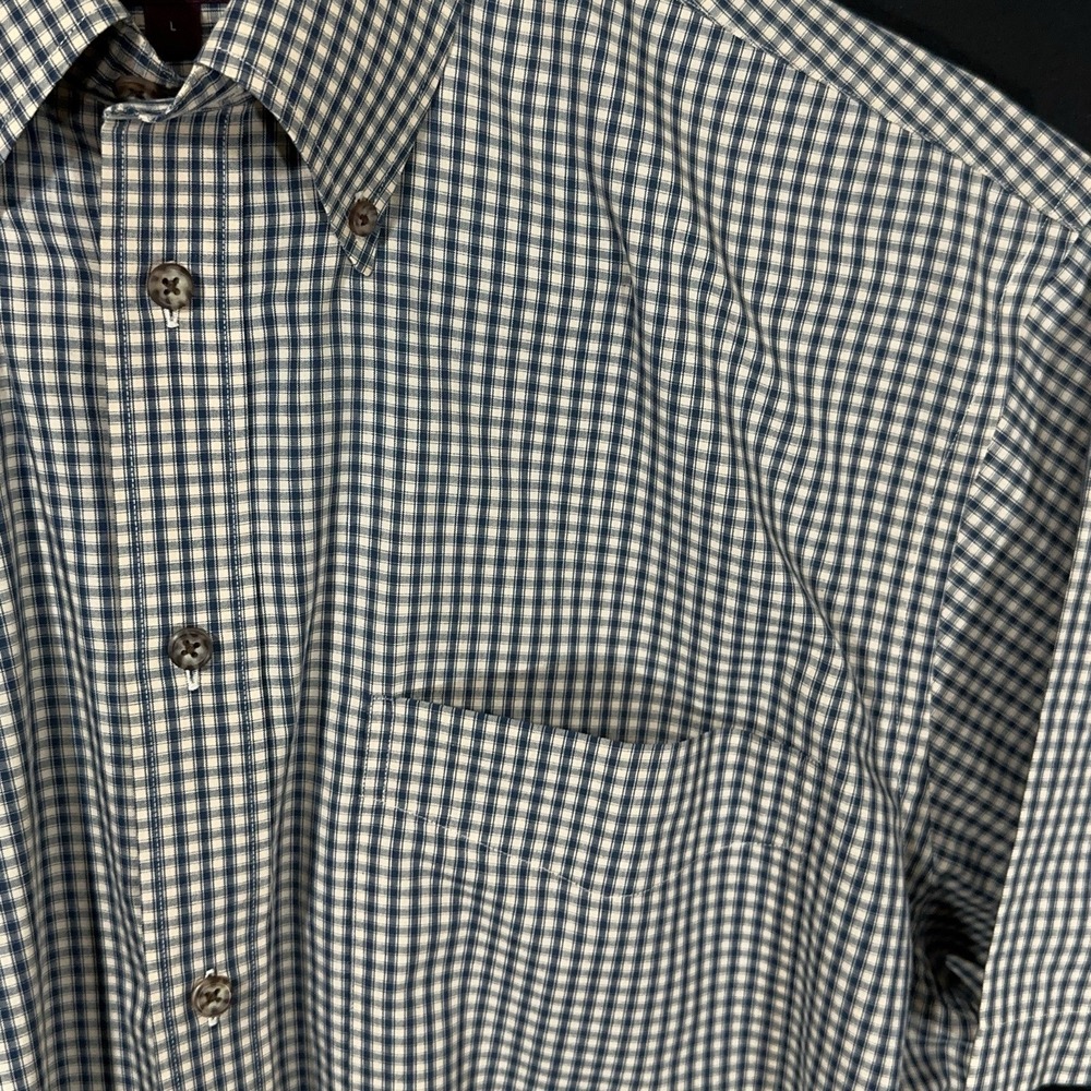 Nordstrom Wrinkle-Free Smartcare Men's Long Sleeve Button‎ Up Blue Plaid Check